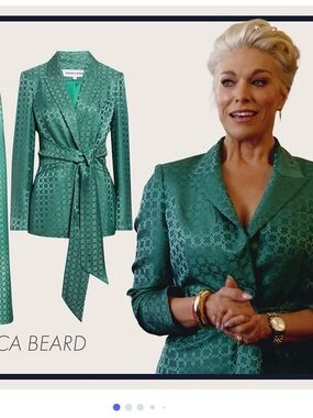 Veronica Beard issel Jacket blazer 0 nwt green chain link front tie Ted Lasso